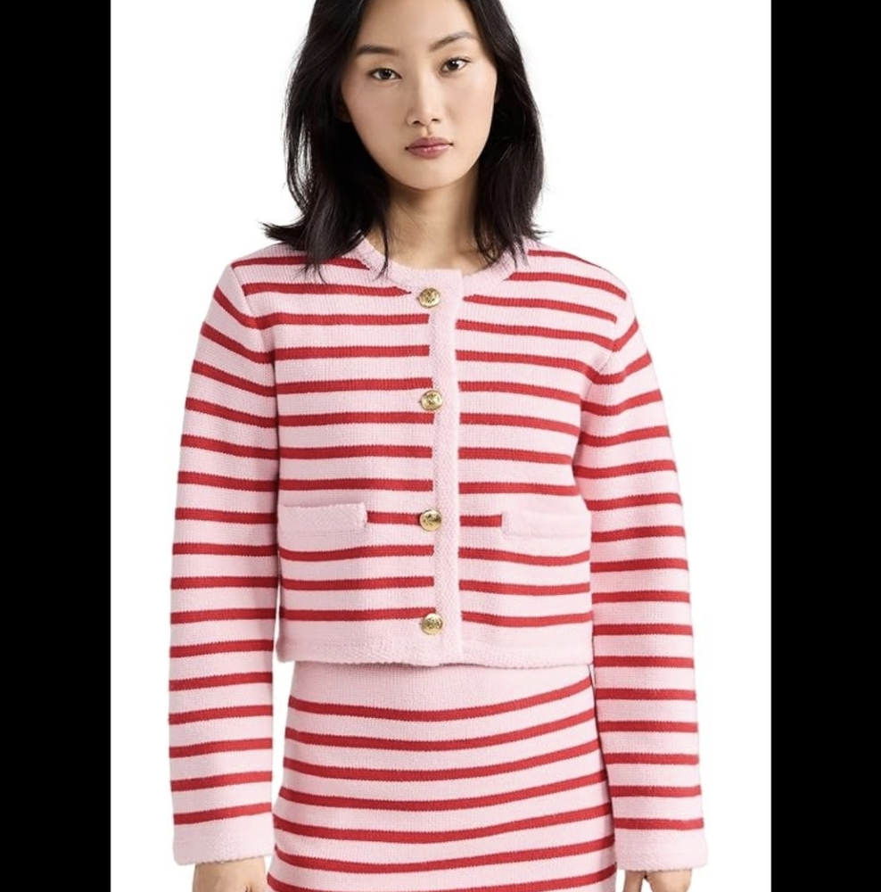 English Factory Pink and Red Striped Cardigan size XS